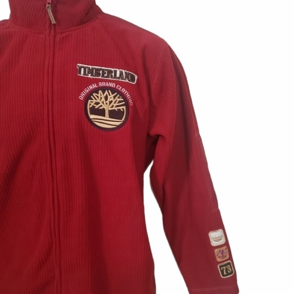 𝅺TIMBERLAND Fleece Full Zip Logo Fall Outdoor Preppy Sweater - Boy's - Picture 2 of 6